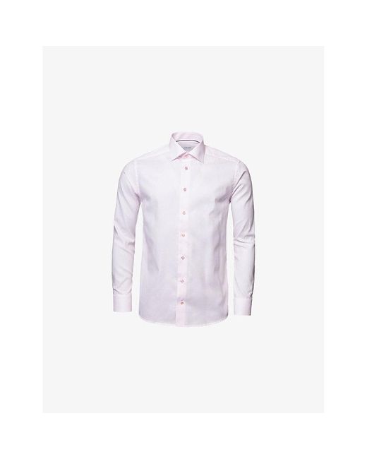Eton of Sweden Purple Micro-Print Contemporary-Fit Cotton-Poplin Shirt for men