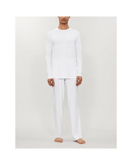 Derek Rose White Basel Stretch-Modal Trousers for men