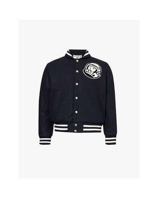 BBCICECREAM Blue Vy Astro Varsity Brand-appliqué Relaxed-fit Woven Jacket for men