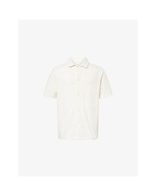 Les Deux White Hector Short-Sleeve Cotton-Blend Shirt for men