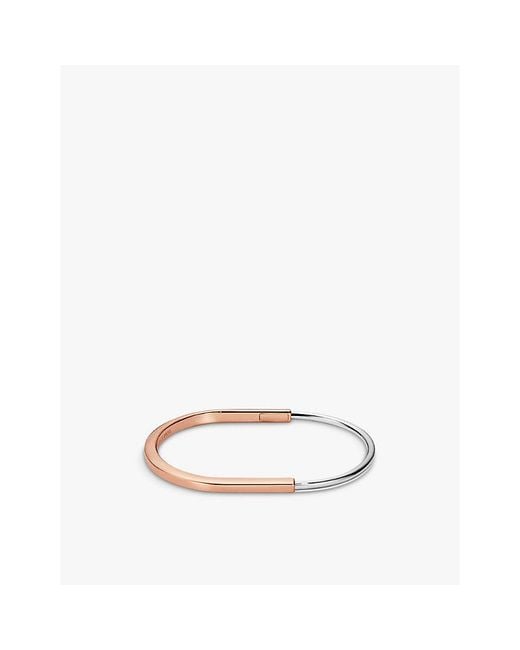 Tiffany & Co White Tiffany Lock Narrow 18Ct Rose- And 18Ct- Bangle Bracelet