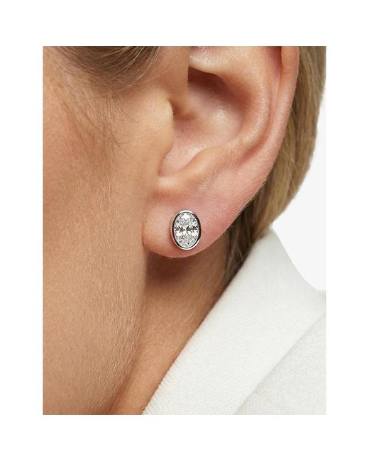 Sif Jakobs White Sardinien Ovale Rhodium-Plated Sterling And Cubic Zirconia Stud Earrings