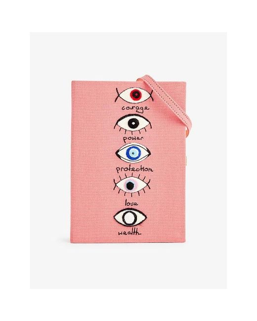 Olympia Le-Tan Pink Eyes Protection Cotton-blend Clutch