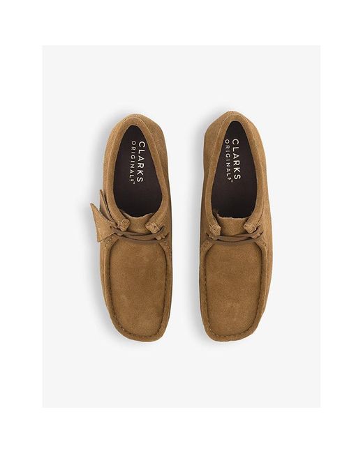 Clarks Brown Wallabee Logo-tag Suede Shoes for men