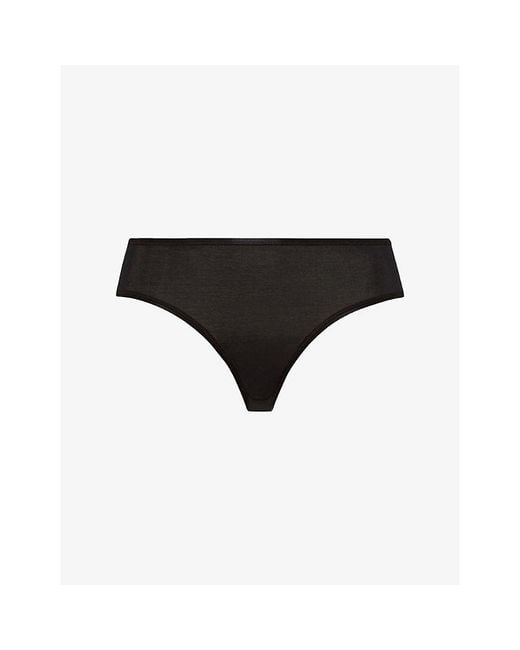 Hanro Black Seamless Midi Cotton-Jersey Briefs
