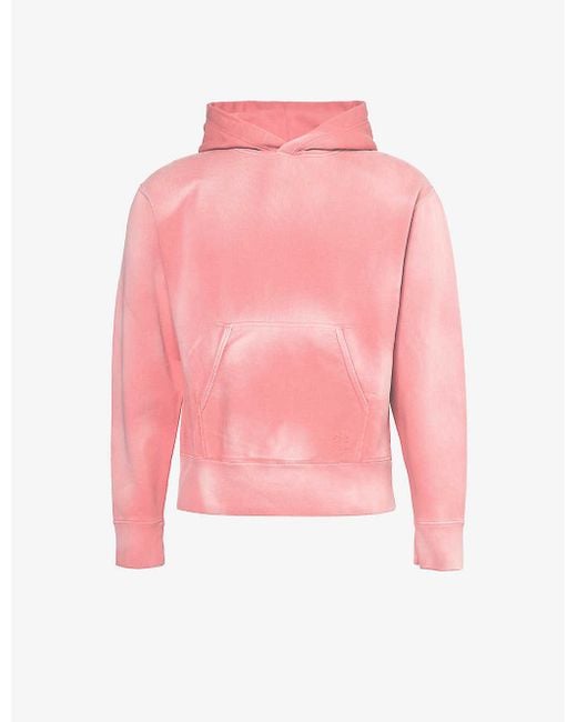 Loewe Pink Faded-wash Brand-embroidered Cotton-jersey Hoody X for men