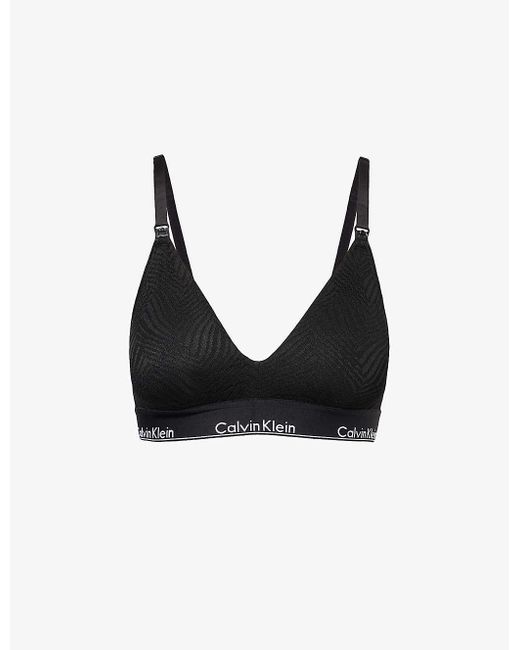 Calvin Klein Black Modern Abstract-pattern Triangle Stretch-lace Maternity Bra
