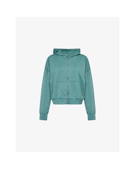 vuori Blue Halo Modern Zip Relaxed Stretch-Woven Hoodie