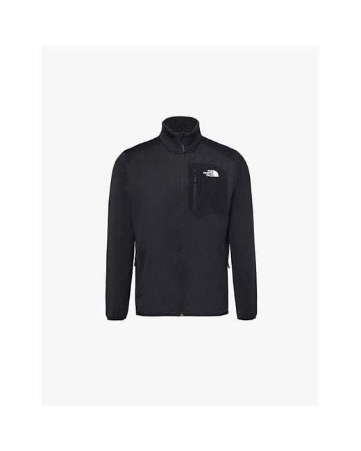 The North Face Blue Tnf Crest Branded Zip-Front Stretch-Weave Sweatshirt for men