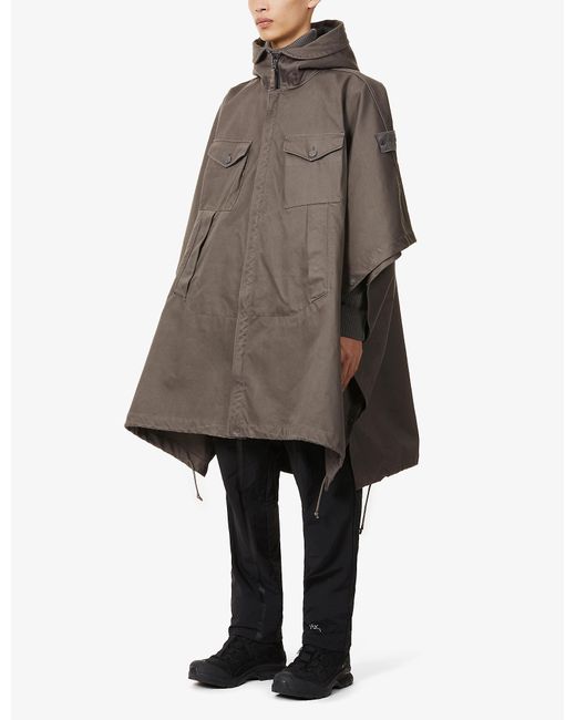 Stone Island Gray Ghost Hooded Cotton Poncho for men