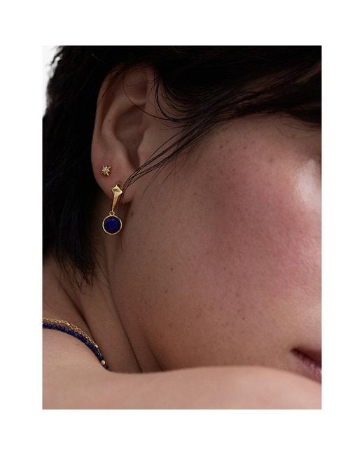 Astley Clarke Blue Luna 18Ct- Plated Sterling- And Lapis Huggie Earrings