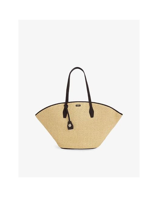 Boss Metallic Logo Raffia Tote Bag