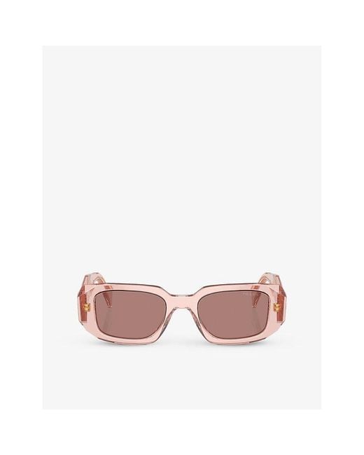 Prada Pink Pr 17ws Rectangular-frame Acetate Sunglasses