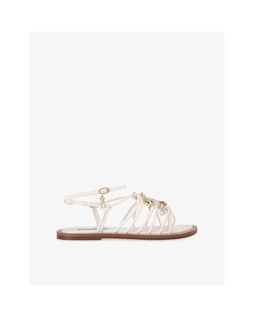 Steve Madden White La Charmer Faux-Leather Sandals