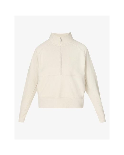 Sweaty Betty White Revive Rib Mix Half-Zip Cotton-Jersey Sweatshirt