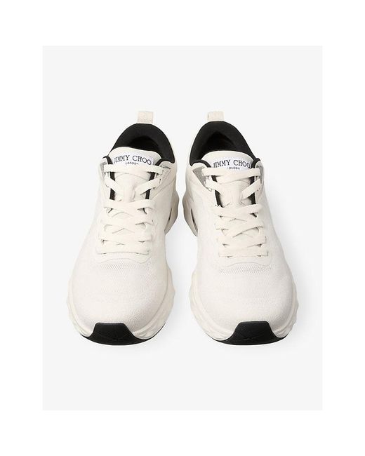 Jimmy Choo White Diamond Run Knit Jacquard Woven Trainers for men
