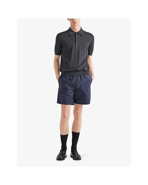 Prada Blue Triangle-Logo Re-Nylon Swim Trunks for men