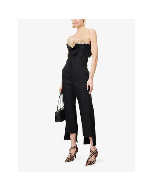 Khaite Black Rae Tailored Wool And Silk-Blend Trousers
