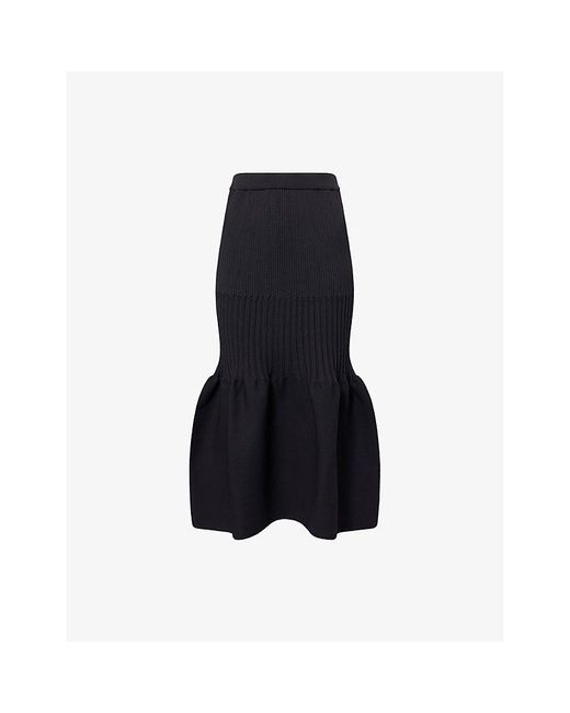 CFCL Blue Fluted Mermaid Flared Knitted Midi Skirt