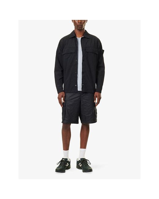 Stone Island Blue Ghost Smerigliato Compass-Badge Woven Jacket for men