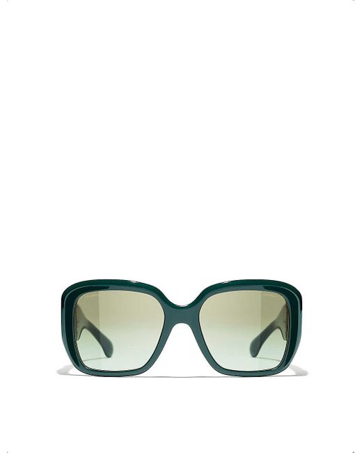 Chanel Green Ch5512 Square-frame Acetate Sunglasses