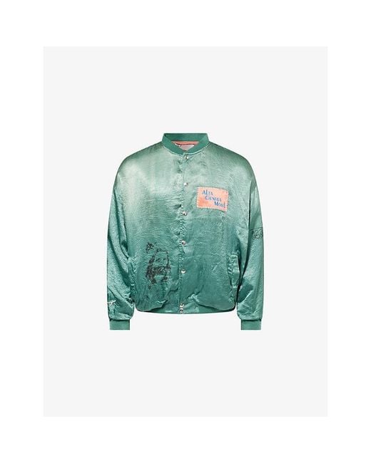Paly Hollywood Green Jims Souvenir Satin Jacket for men
