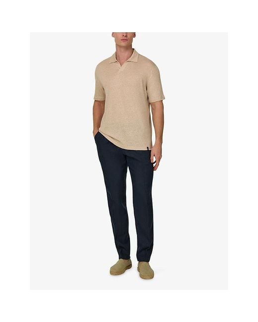 Boggi Blue City Tapered-Leg Linen Trousers for men