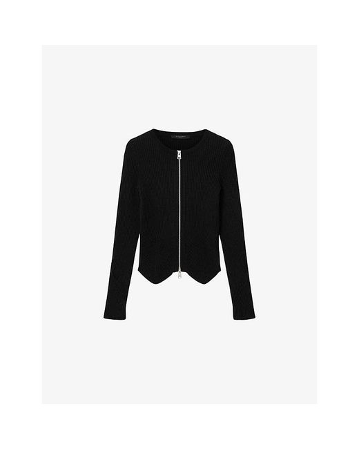 AllSaints Black Cruz Zip-Up Knitted Cardigan