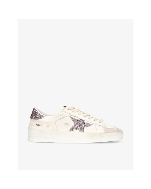 Golden Goose Deluxe Brand White Stardan 10310 Star-Glitter Leather Low-Top Trainers