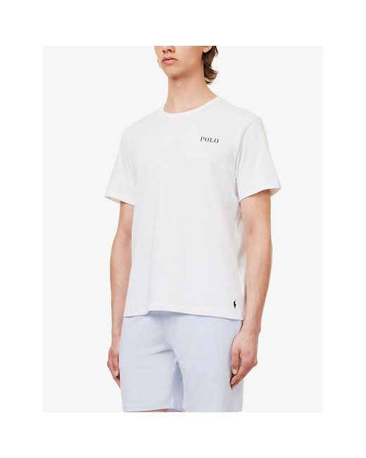 Polo Ralph Lauren White Logo Text-print Cotton-jersey T-shirt for men