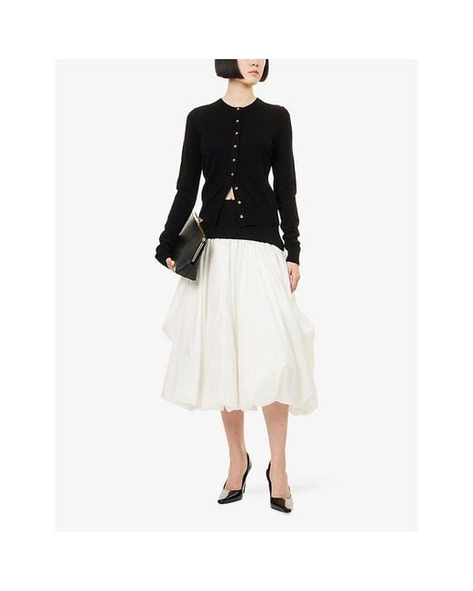 Jonathan Simkhai Black Corinn Puffball Stretch-Woven Midi Skirt