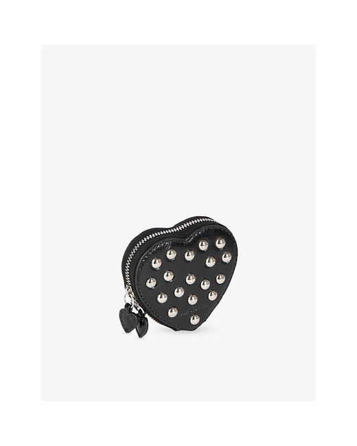 The Kooples Black Stud-Embellished Leather Coin Purse