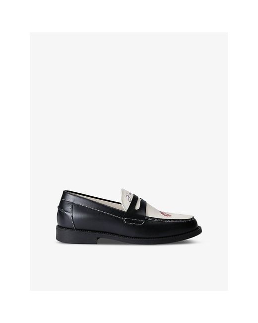 Duke & Dexter Black Wilde Kiss Leather Penny Loafers for men