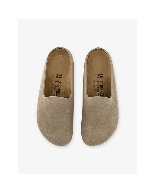 Birkenstock White Amsterdam Wrapped Suede Clogs