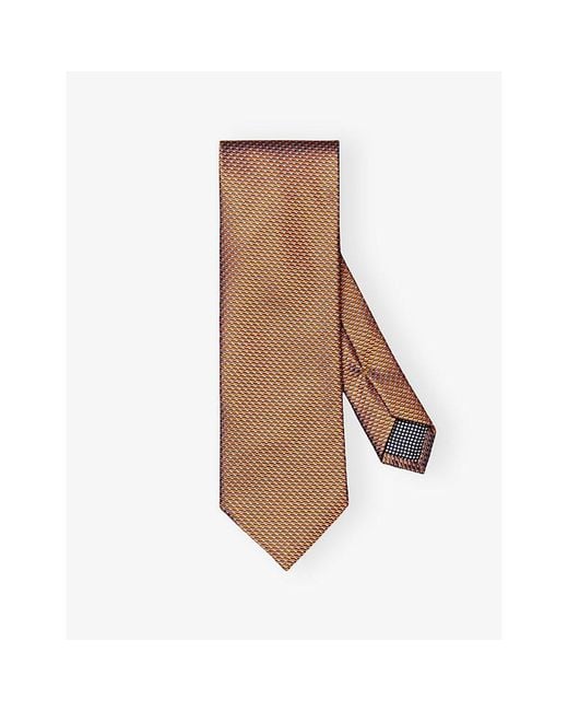 Eton of Sweden Brown Patterned Silk Tie for men