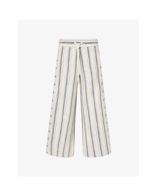 ME+EM White Striped Cropped-Leg Cotton-Blend Trousers