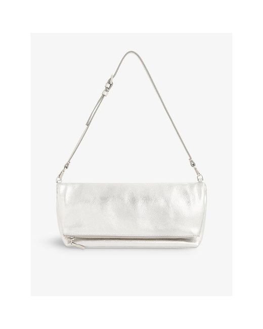 Whistles White Sofia Fold-over Leather Baguette Shoulder Bag