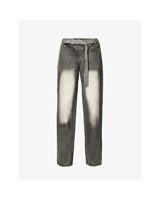 Y. Project Gray Y Belt Arc Cut-out Wide-leg Regular-fit Denim Jeans for men