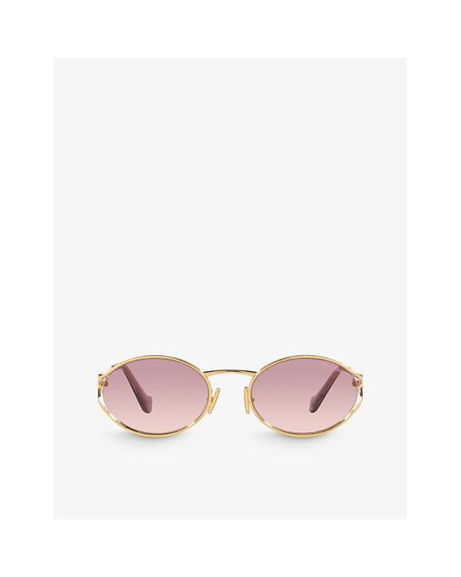 Miu Miu Pink Mu 52ys Round-frame Tinted-lens Metal Sunglasses