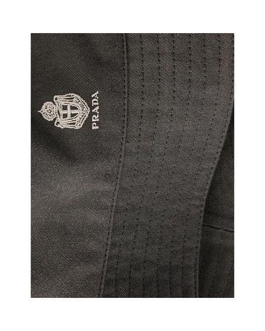 Prada Black Old Gabardine Cotton Bucket Hat for men
