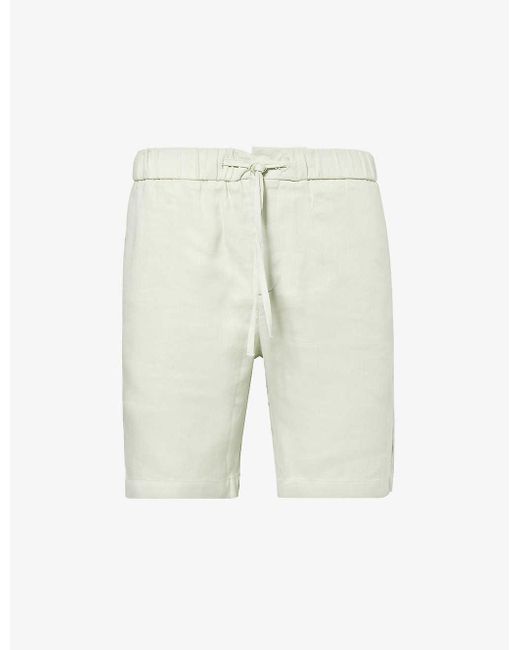 Frescobol Carioca White Felipe Drawstring-waist Regular-fit Linen And Cotton-blend Shorts for men