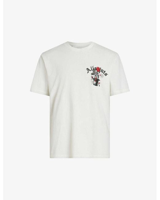 AllSaints White Magick Graphic-print Organic-cotton T-shirt for men