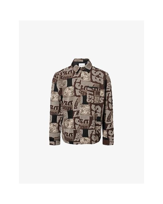 Les Deux Brown Kaleb Patchwork Jacquard Overshirt for men