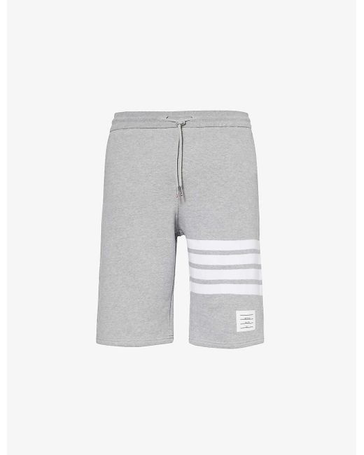 Thom Browne Gray Four-bar Regular-fit Cotton-jersey Shorts X for men