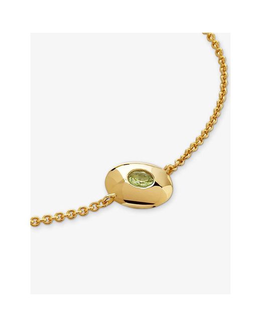 Monica Vinader Metallic August Birthstone 18Ct Vermeil-Plated Sterling And Peridot Bracelet