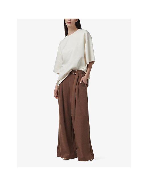 eem Brown Belted Wide-Leg Woven Trousers