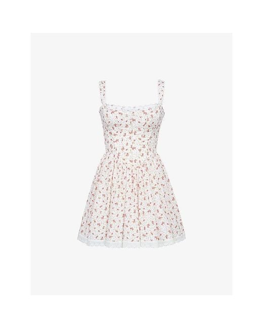 House Of Cb White Ami Corset-Bodice Stretch-Cotton Mini Dress