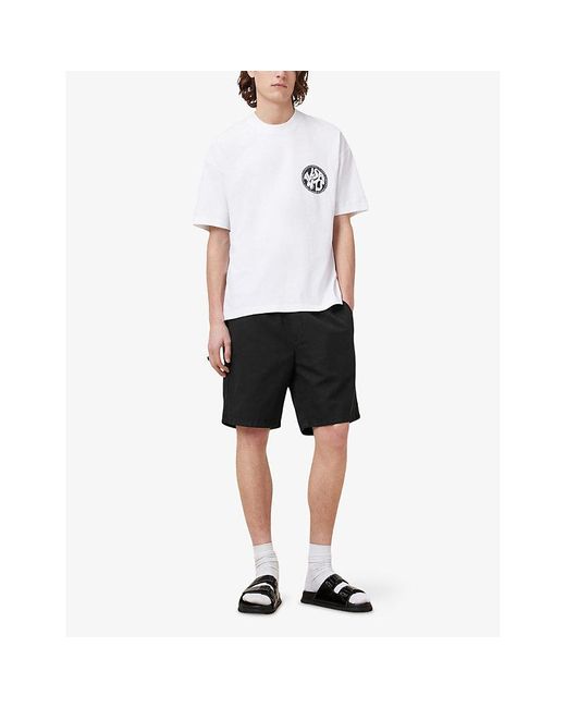AllSaints Black Hanbury Drawstring-Waist Cotton And Linen Shorts for men