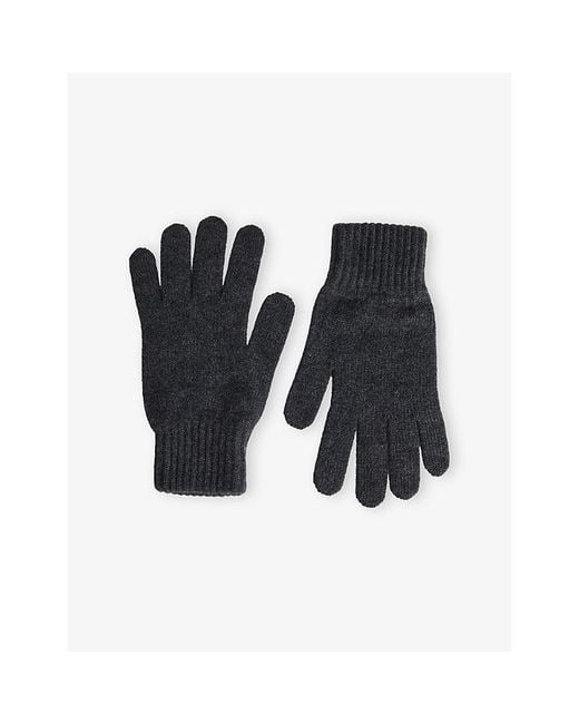 Sunspel Black Ribbed-Cuff Cashmere Gloves for men