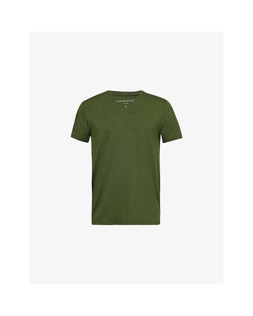 Derek Rose Green Basel 15 V-Neck Short-Sleeve Stretch-Jersey T-Shirt for men